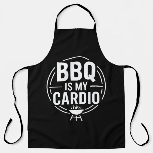 BBQ Is My Cardio Funny Dad Grill Quote エプロン (正面)