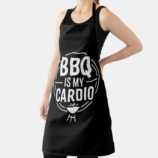 BBQ Is My Cardio Funny Dad Grill Quote エプロン (インサイチュ)