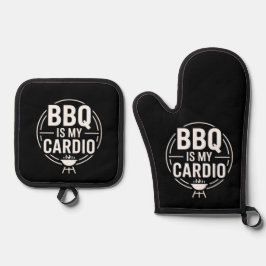 BBQ Is My Cardio Grill Dad Humor 鍋つかみ&鍋敷きセット