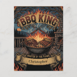 "BBQ KING" バーベキューの王様 名前入り ヴィンテージ ポストカード