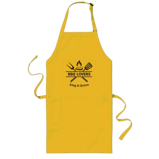 BBQ Lovers King & Queen Apron | Couples Grill Gift ロングエプロン (正面)