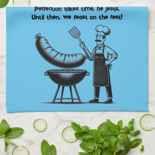 BBQ Master’s Humorous Poem  キッチンタオル (折り畳み)