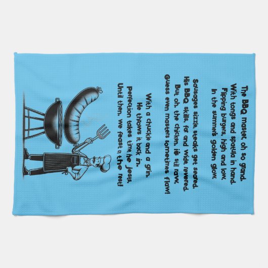 BBQ Master’s Humorous Poem キッチンタオル (横)