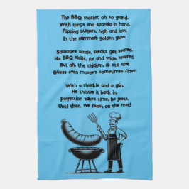 BBQ Master’s Humorous Poem キッチンタオル