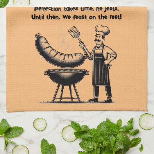 BBQ Master’s Humorous Poem キッチンタオル (折り畳み)