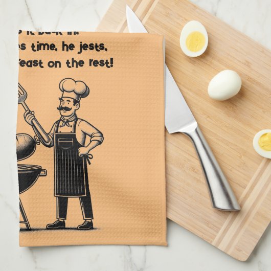 BBQ Master’s Humorous Poem  キッチンタオル (四つ折り)