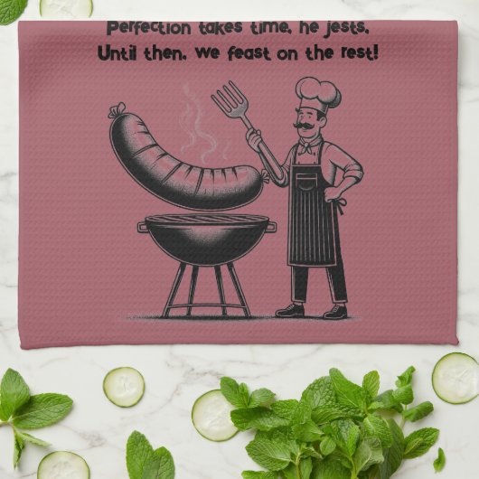 BBQ Master’s Humorous Poem キッチンタオル (折り畳み)