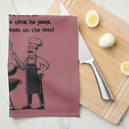 BBQ Master’s Humorous Poem  キッチンタオル (四つ折り)