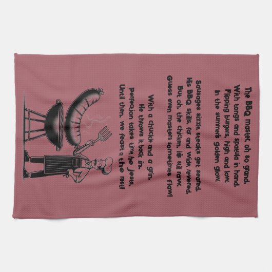 BBQ Master’s Humorous Poem  キッチンタオル (横)