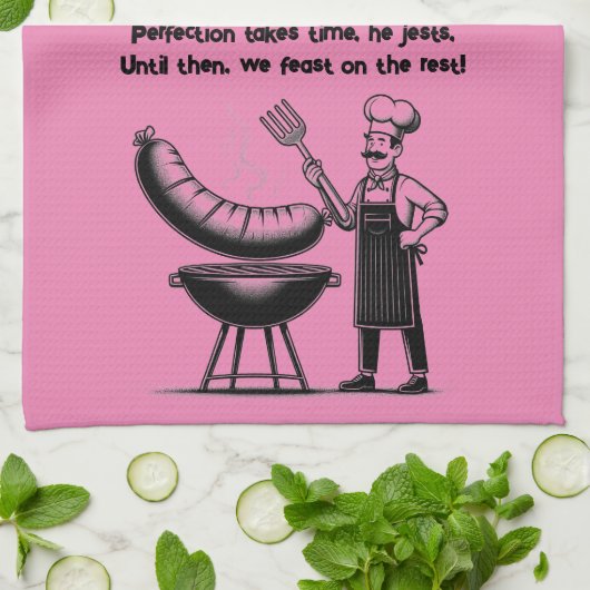 BBQ Master’s Humorous Poem キッチンタオル (折り畳み)