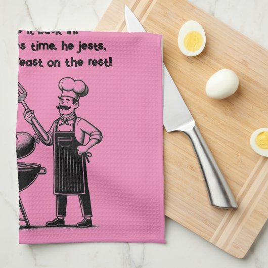 BBQ Master’s Humorous Poem  キッチンタオル (四つ折り)