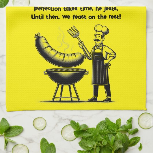 BBQ Master’s Humorous Poem  キッチンタオル (折り畳み)