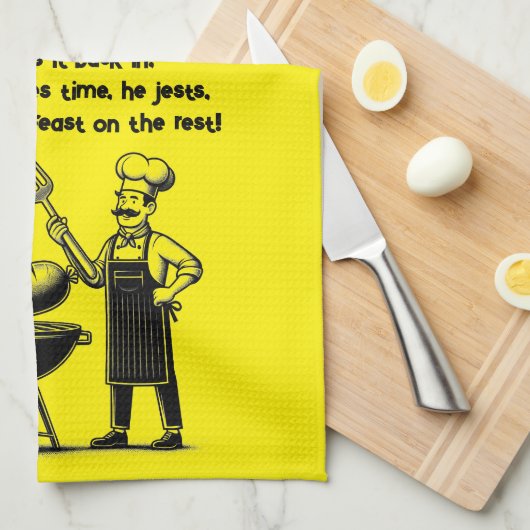 BBQ Master’s Humorous Poem  キッチンタオル (四つ折り)