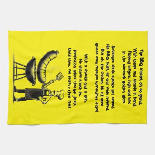 BBQ Master’s Humorous Poem キッチンタオル (横)