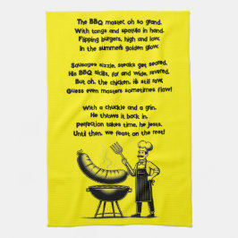 BBQ Master’s Humorous Poem キッチンタオル