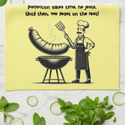 BBQ Master’s Humorous Poem  キッチンタオル (折り畳み)