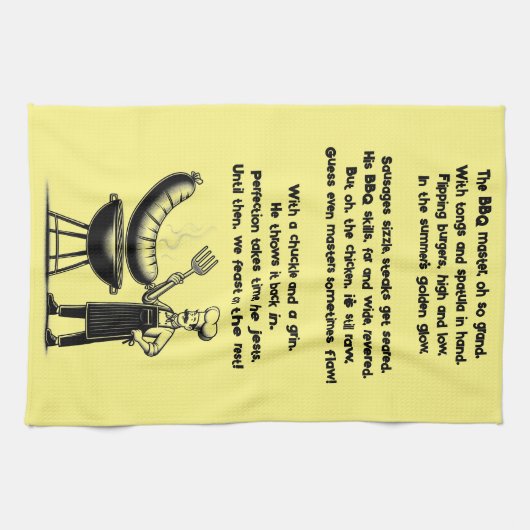BBQ Master’s Humorous Poem  キッチンタオル (横)