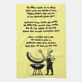 BBQ Master’s Humorous Poem キッチンタオル