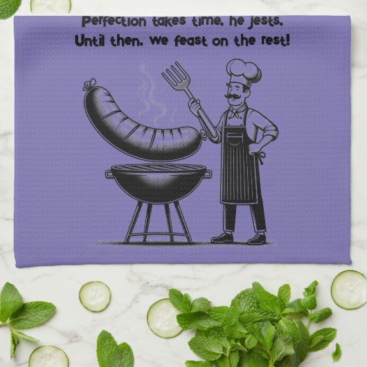 BBQ Master’s Humorous Poem  キッチンタオル (折り畳み)