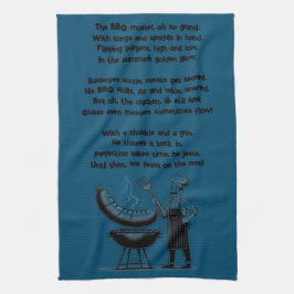 BBQ Master’s Humorous Poem キッチンタオル