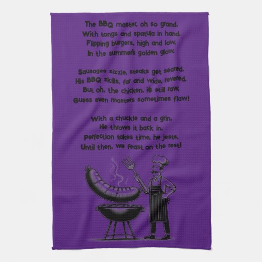 BBQ Master’s Humorous Poem  キッチンタオル (縦)