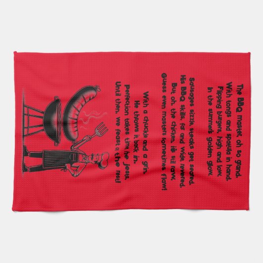 BBQ Master’s Humorous Poem キッチンタオル (横)