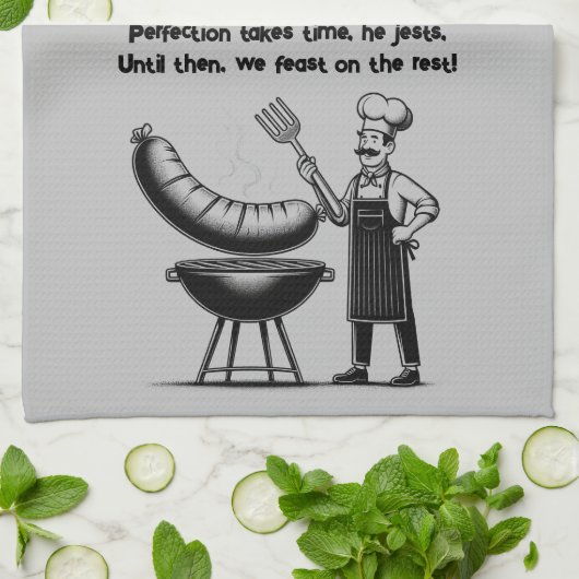 BBQ Master’s Humorous Poem  キッチンタオル (折り畳み)