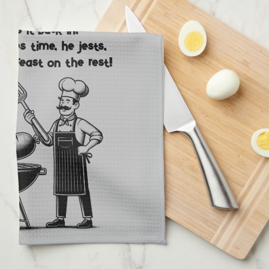 BBQ Master’s Humorous Poem  キッチンタオル (四つ折り)