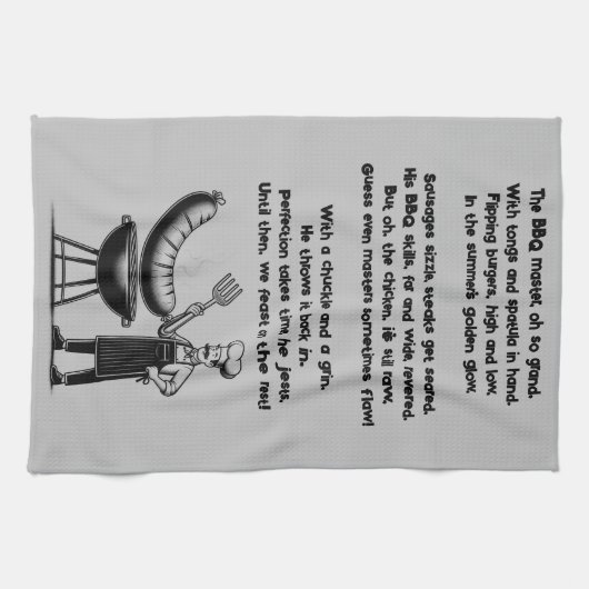 BBQ Master’s Humorous Poem  キッチンタオル (横)