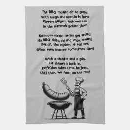 BBQ Master’s Humorous Poem キッチンタオル