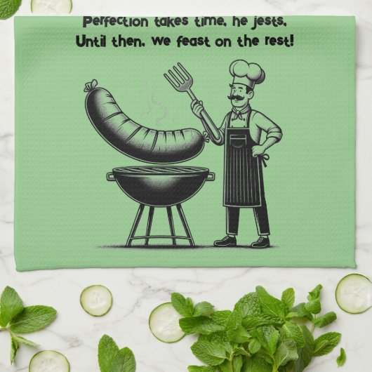 BBQ Master’s Humorous Poem  キッチンタオル (折り畳み)