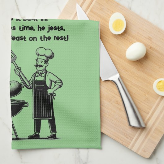 BBQ Master’s Humorous Poem  キッチンタオル (四つ折り)