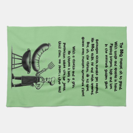 BBQ Master’s Humorous Poem  キッチンタオル (横)
