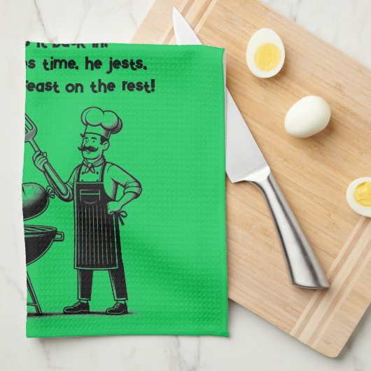 BBQ Master’s Humorous Poem  キッチンタオル (四つ折り)