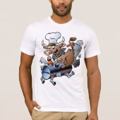 Bbq Mens Tシャツに乗った牛 Tシャツ (正面)