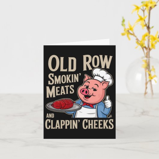 Bbq Old Row Smoking Meats And Clappin Cheeks  カード (黄色い花)