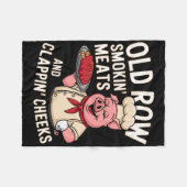 Bbq Old Row Smoking Meats And Clappin Cheeks 1  フリースブランケット (正面(横))