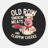 Bbq Old Row Smoking Meats And Clappin Cheeks 1  ラウンドシール (正面)