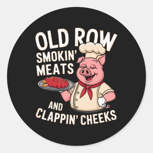 Bbq Old Row Smoking Meats And Clappin Cheeks 1  ラウンドシール (正面)