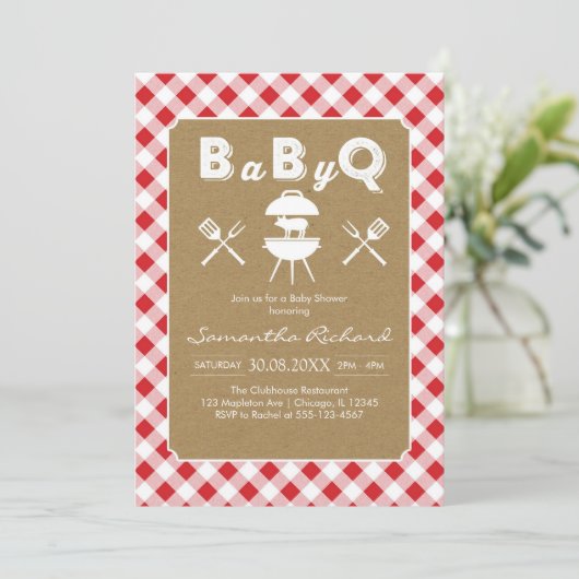 BBQ Party Baby Shower Invitation 招待状 (スタンド正面)