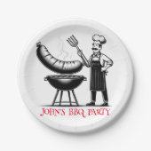 BBQ Party Personalized Chef ペーパープレート (正面)