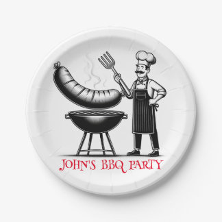 BBQ Party Personalized Chef ペーパープレート
