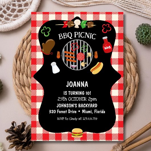 BBQ picnic birthday party 招待状