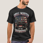 BBQ Pit Master Freedom USA バーベキュー フラグ Tシャツ (正面)