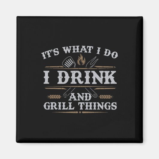 Bbq Pitmasのグリル飲み物おもしろいだ マグネット (正面)