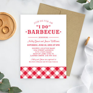 Bbq Red Ginghamのカップル結婚のシャワー 招待状