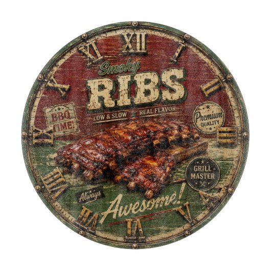 BBQ Ribs Smokehouse Barbecue Grill Master Gift カッティングボード (正面)