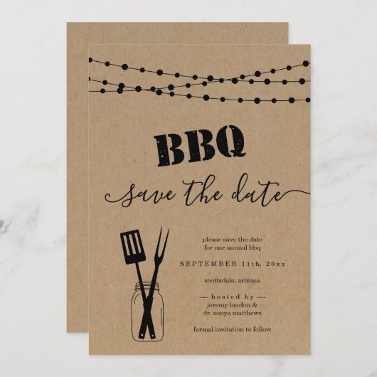 BBQ Save the Date Card 招待状 (正面/裏面)