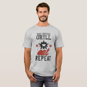 BBQ Smoke Repeat 食べ REPEATヴィンテージ料理 Tシャツ (正面フル)