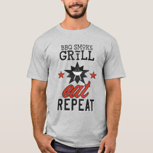BBQ Smoke Repeat 食べ REPEATヴィンテージ料理 Tシャツ